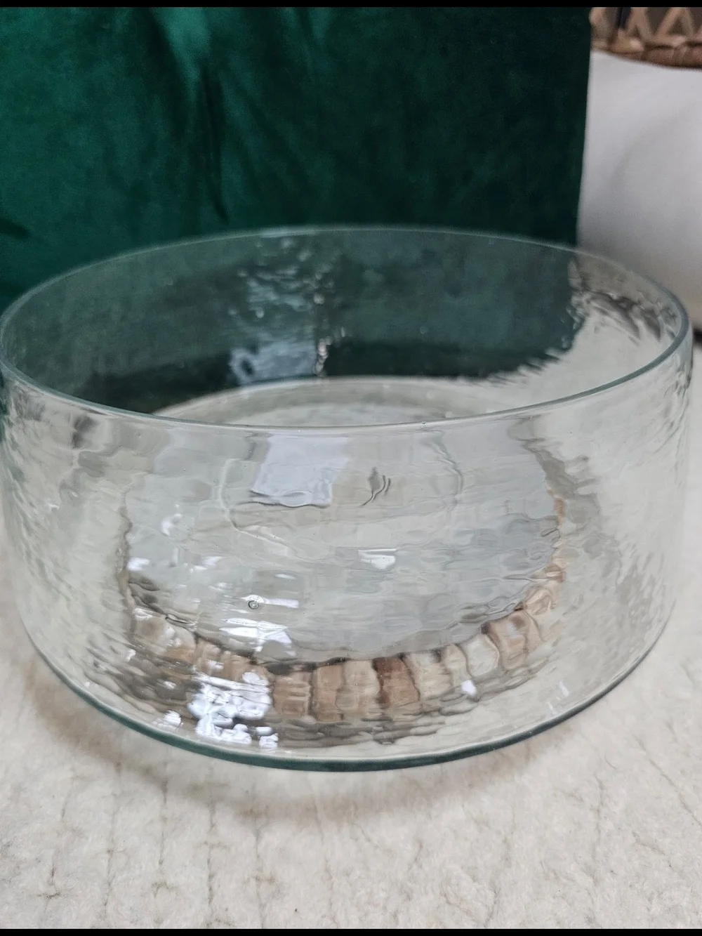 Serveware large glass wooden lid w leaf storage serving bread bowl VIRAL htf